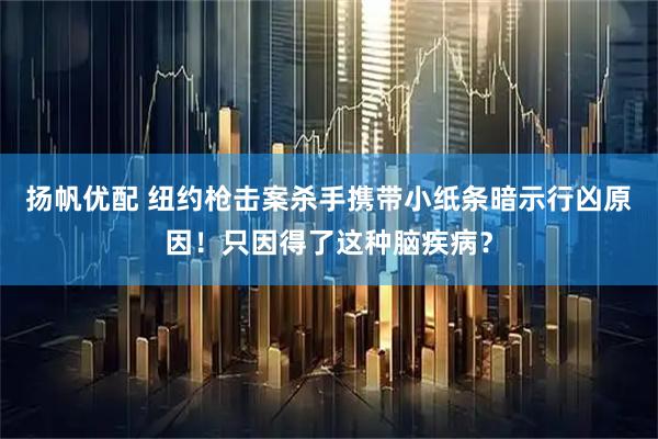 扬帆优配 纽约枪击案杀手携带小纸条暗示行凶原因！只因得了这种脑疾病？