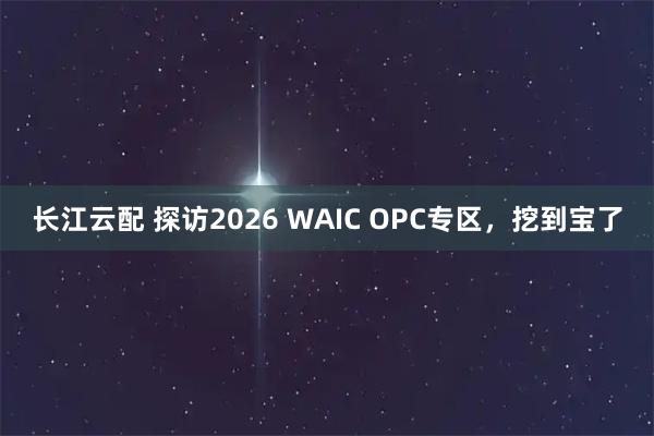 长江云配 探访2026 WAIC OPC专区，挖到宝了
